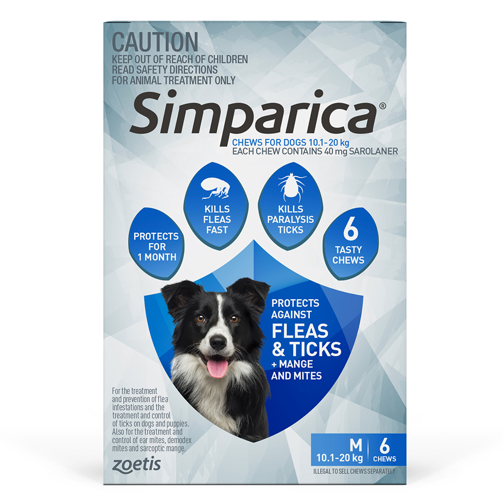Simparica Chewables 40MG for Medium Dogs 10.1-20KG (BLUE)