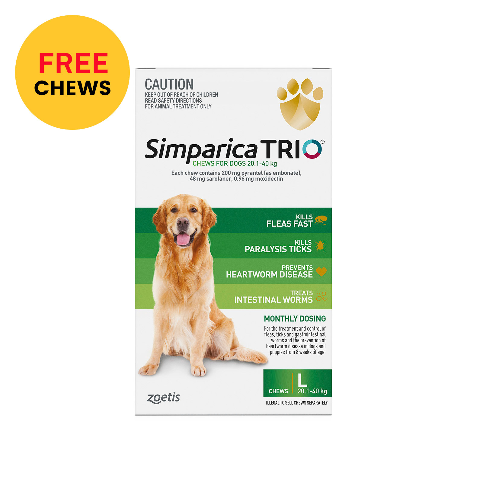 Simparica TRIO for Large Dogs 20.1-40kg (Green)