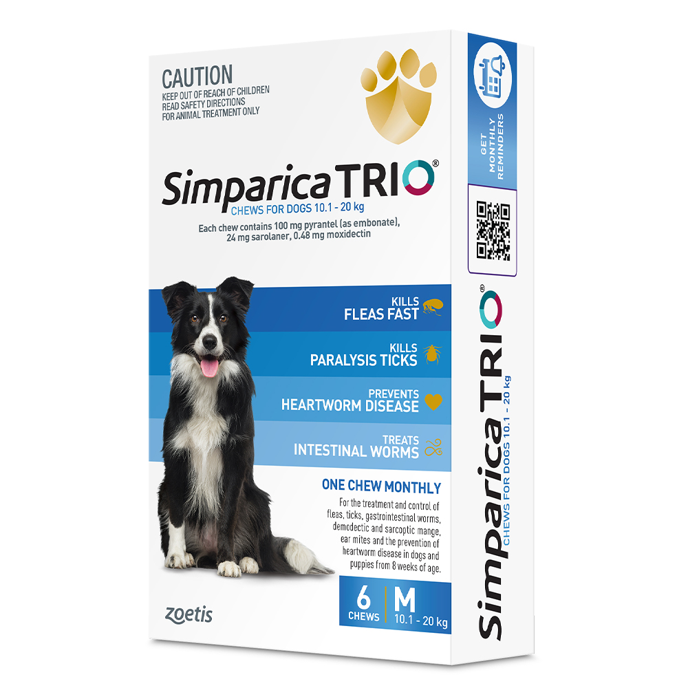Simparica TRIO for Medium Dogs 10.1-20kg (Blue)