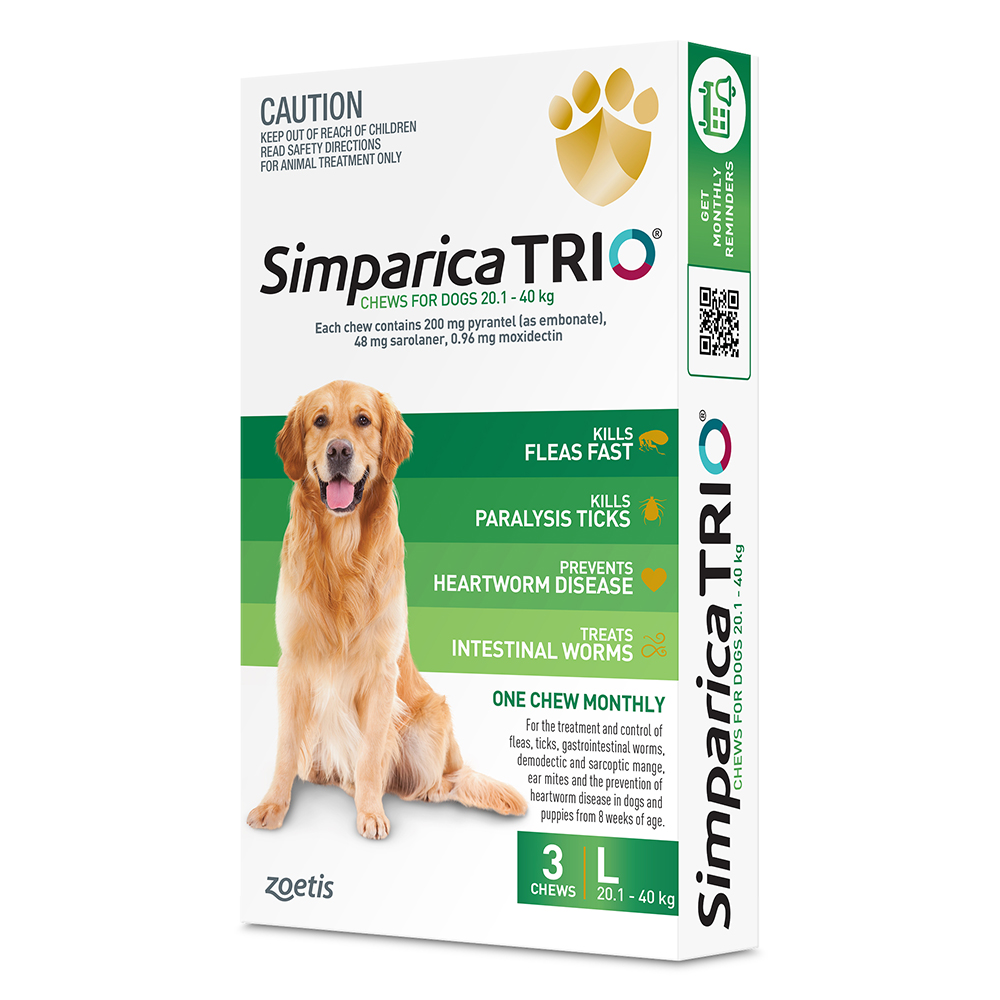 Simparica TRIO for Large Dogs 20.1-40kg (Green)
