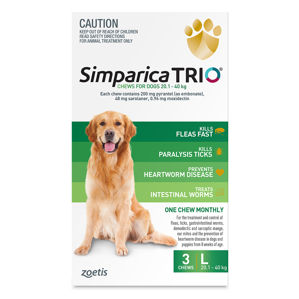 Simparica TRIO for Large Dogs 20.1-40kg (Green)