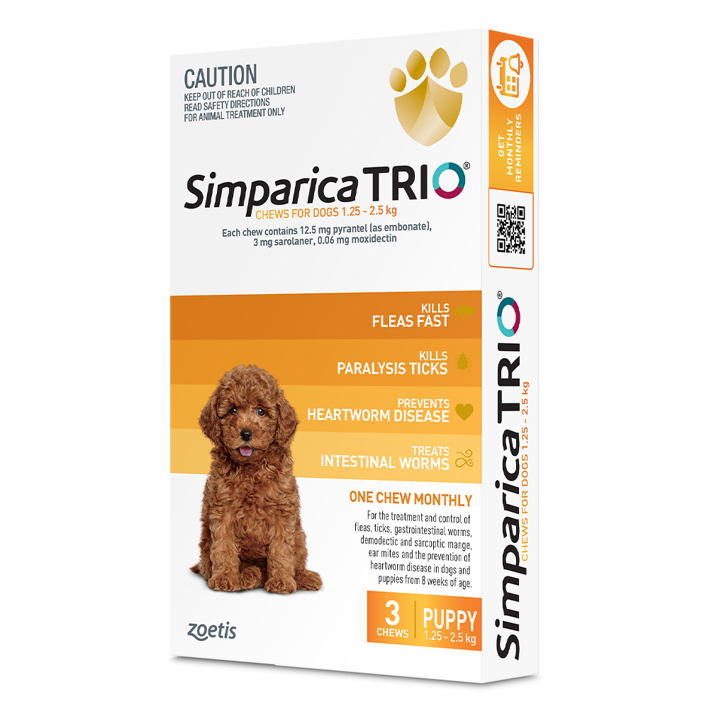 Simparica TRIO for Puppy 1.25-2.5kg (Yellow)