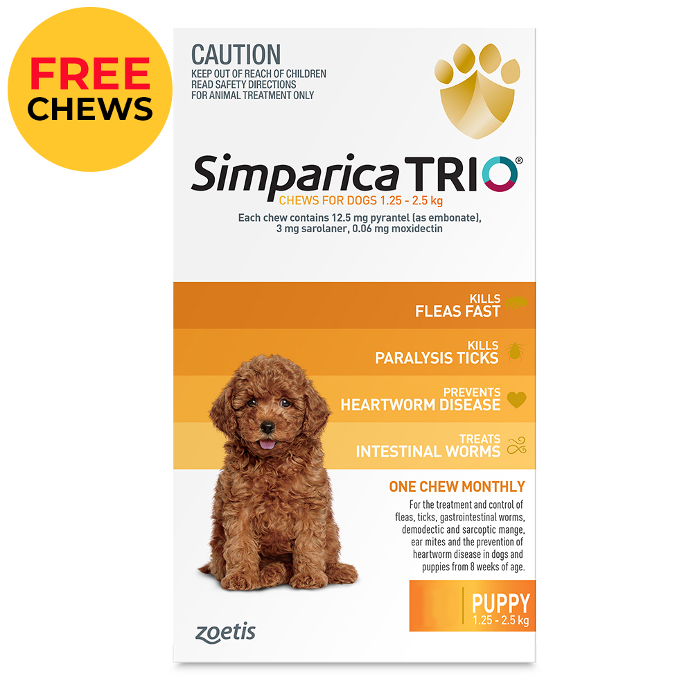 Simparica TRIO for Puppy 1.25-2.5kg (Yellow)