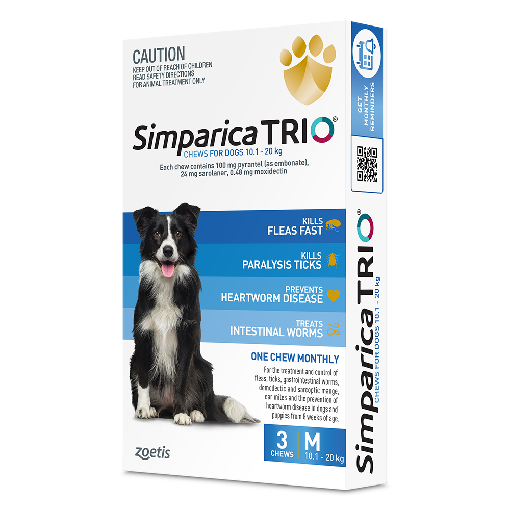 Simparica TRIO for Medium Dogs 10.1-20kg (Blue)