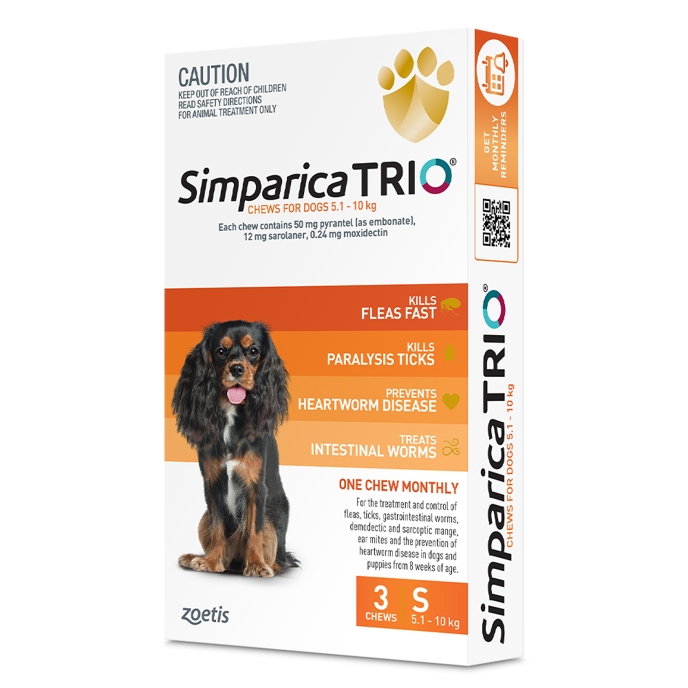 Simparica TRIO for Small Dogs 5.1-10kg (Orange)