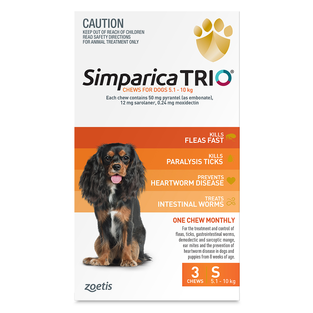 Simparica TRIO for Small Dogs 5.1-10kg (Orange)
