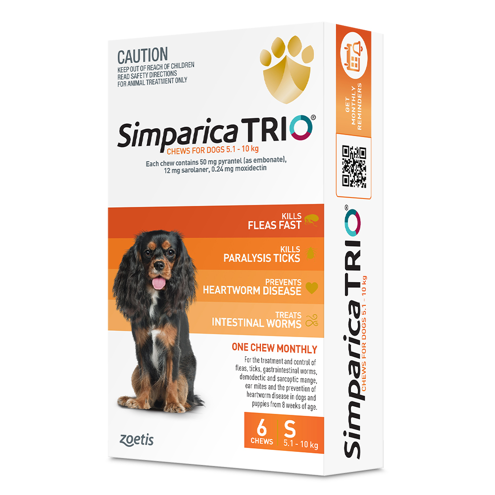 Simparica TRIO for Small Dogs 5.1-10kg (Orange)