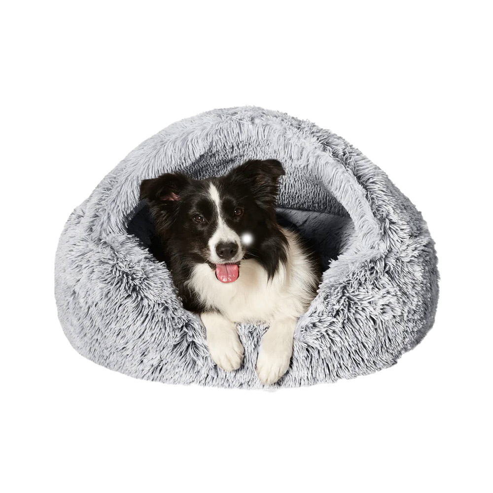 Snooza Calming Hoodie Cuddler Bed for Dogs Silver Fox