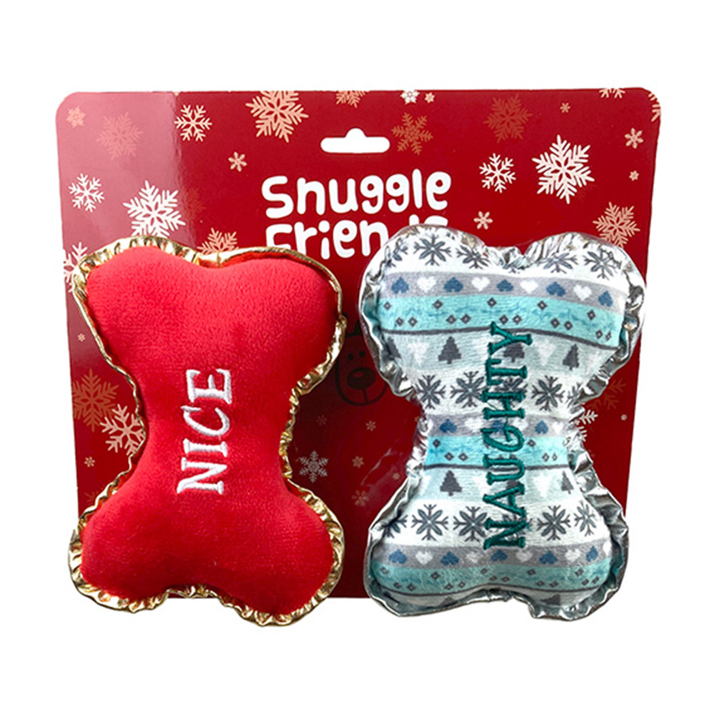 Snuggle Friends Christmas Plush Bone Set Toy For Dogs  1 Pack