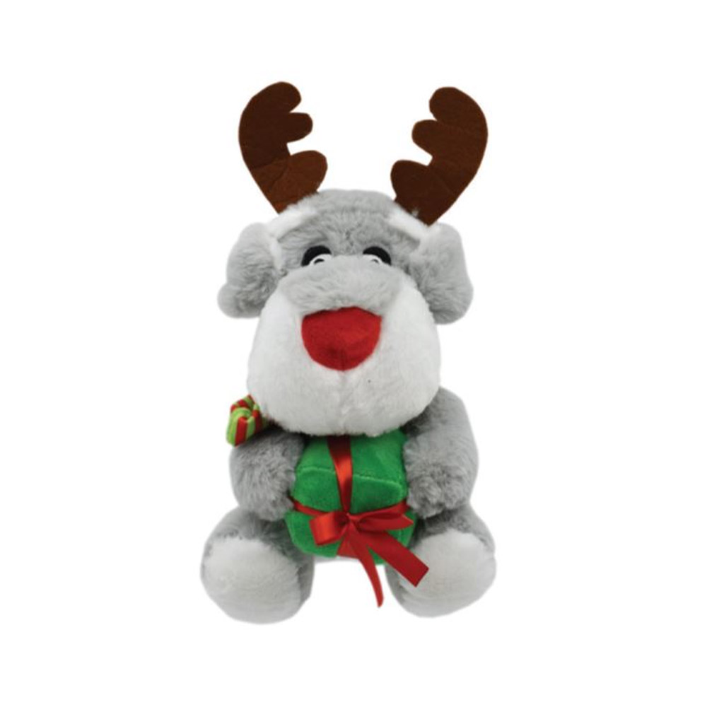 Snuggle Pals Christmas Holiday Toy For Dogs And Cats - Grey Dog 1 Pack