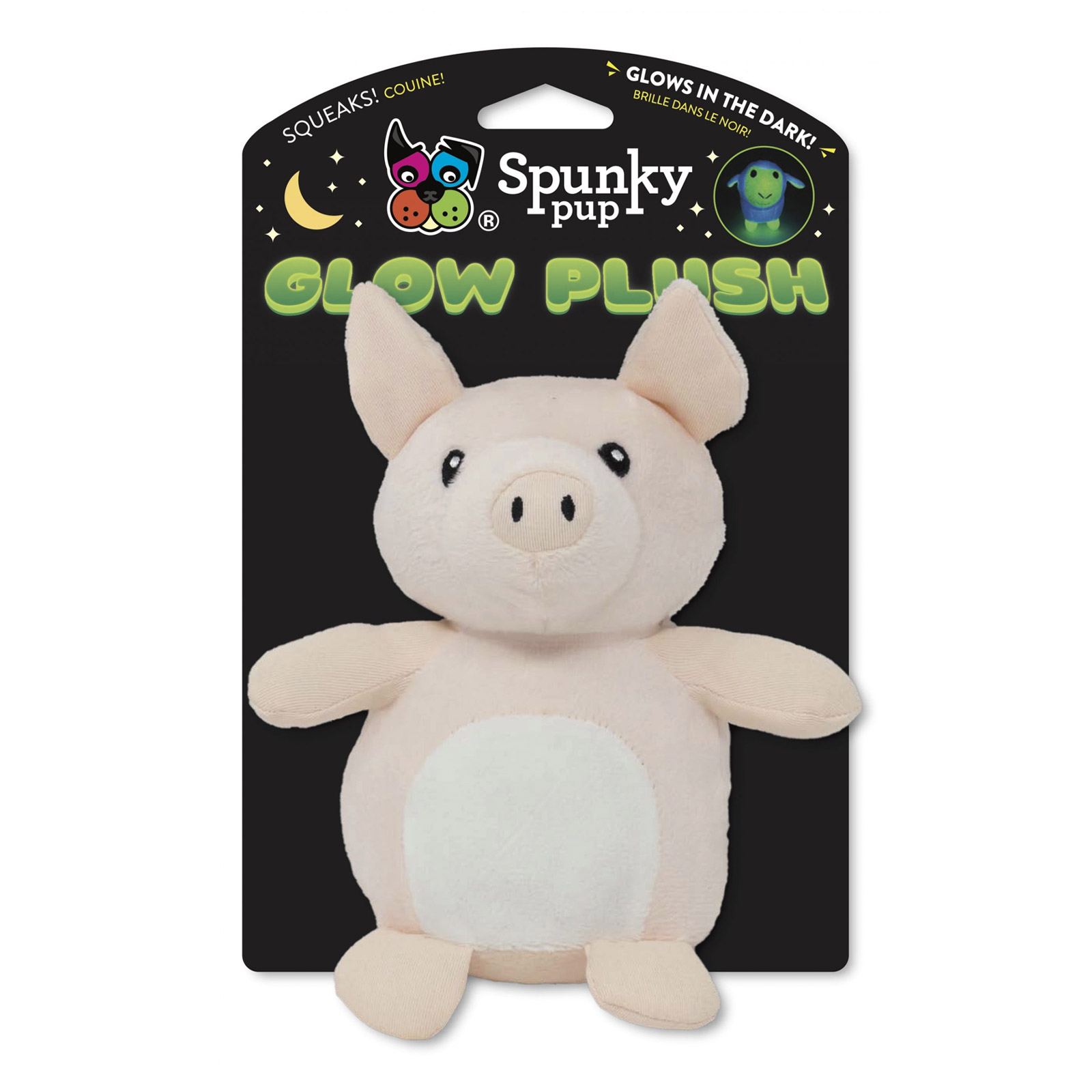 Spunky Pup Glow Plush Pig for Dog Supplies