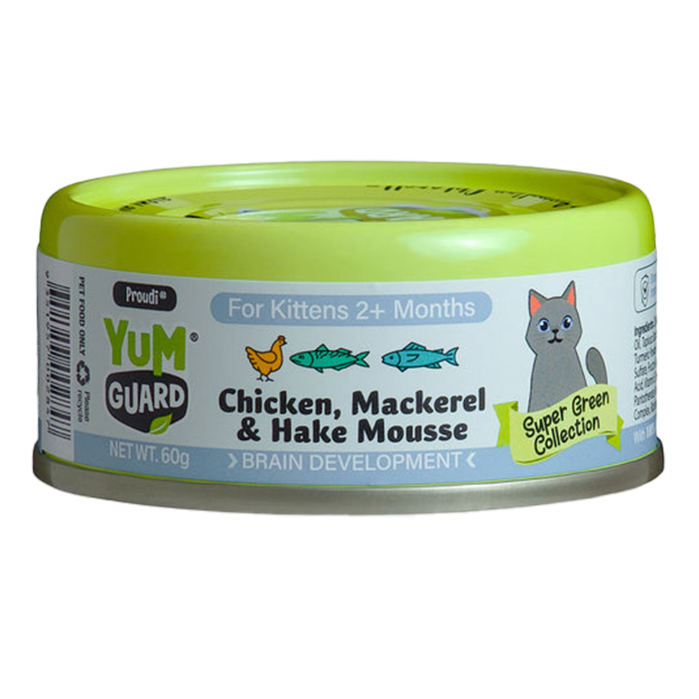Yumguard Brain Development Chicken, Mackerel & Hake Mousse for Kittens 2+ Months Wet Canned Cat Food
