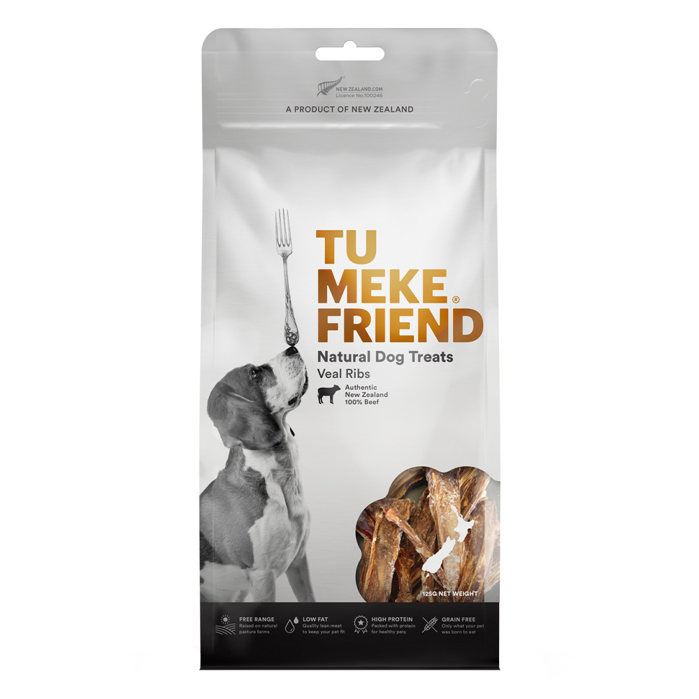 Tu Meke Friend Air-Dried Natural Dog Treats Veal Ribs 125g  1 Pack