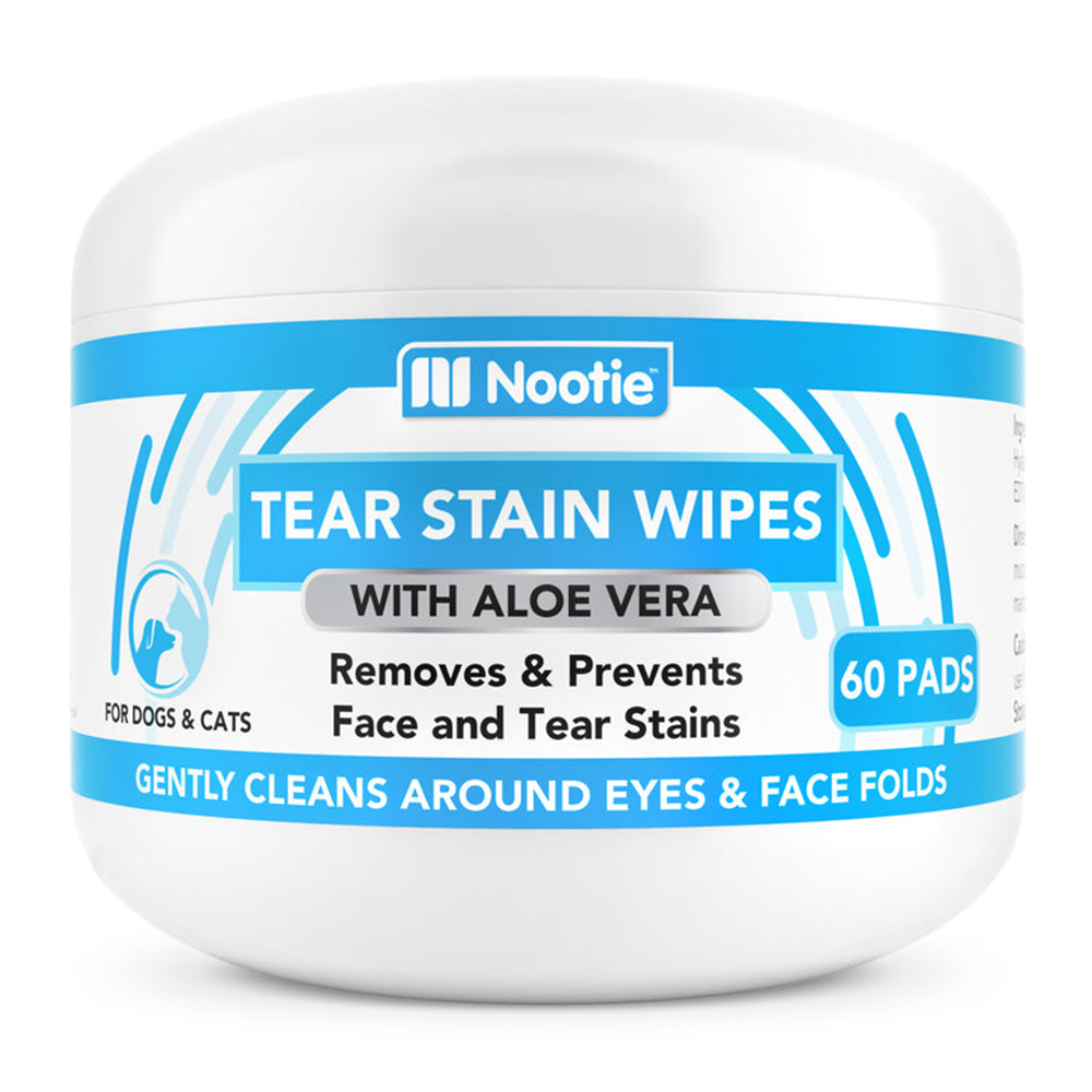 Nootie Tear Stain Wipes with Aloe Vera for Dogs & Cats for Dog Supplies