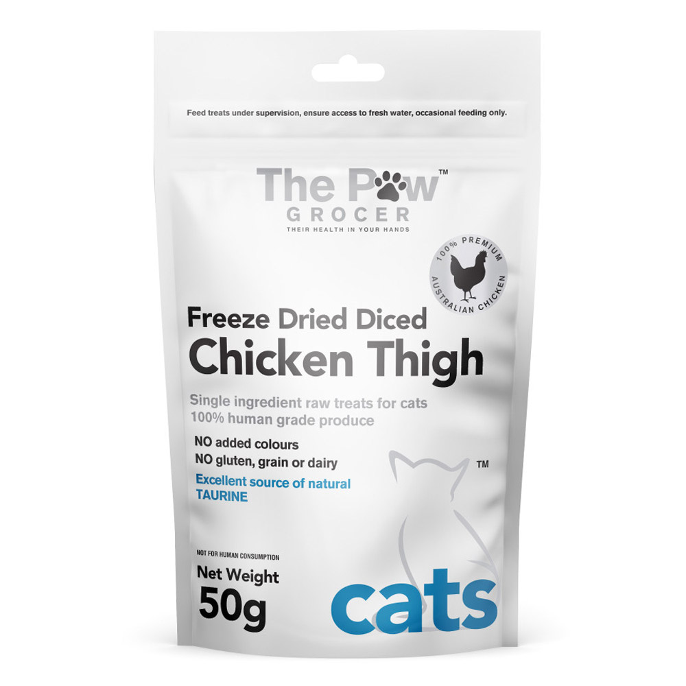 The Paw Grocer Freeze Dried Diced Chicken Thigh Cat Treats  50 Gm