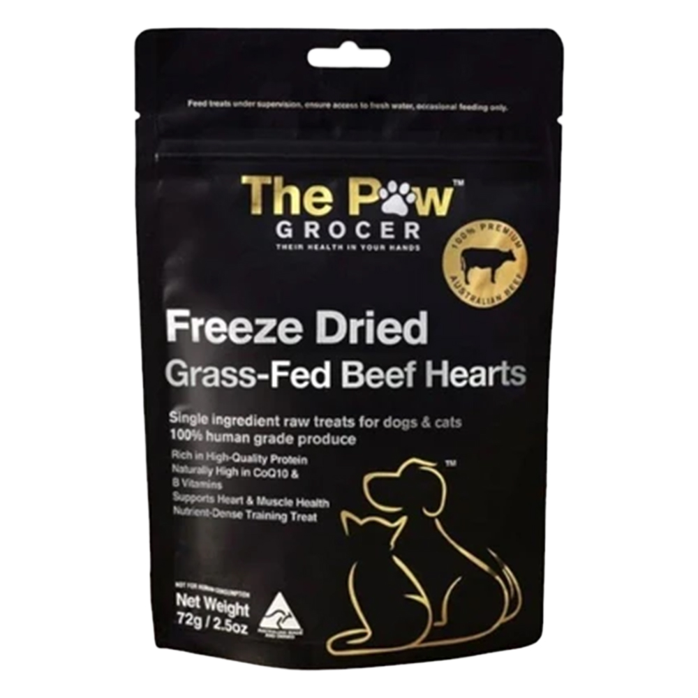 The Paw Grocer Freeze Dried Grass-Fed Beef Hearts Dog Treats