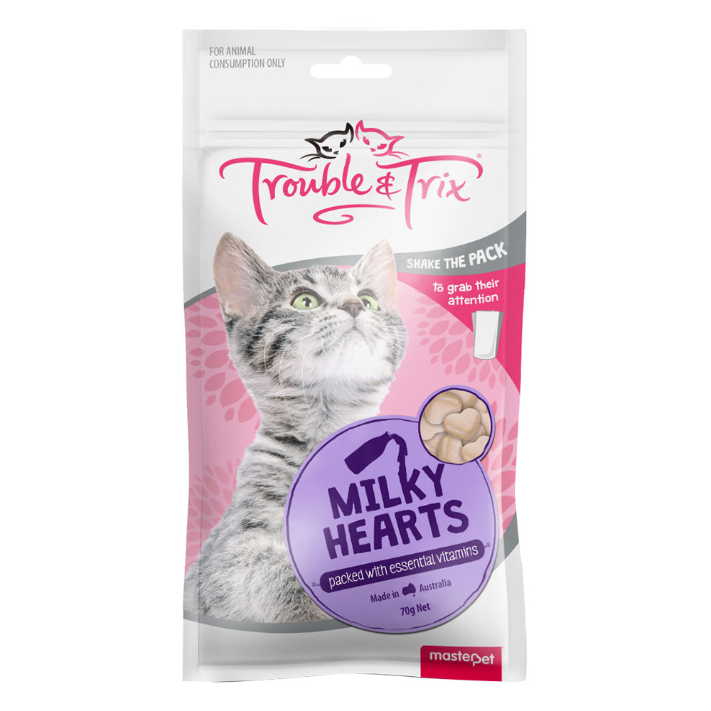 Trouble & Trix Milky Heart Cat Treats for Cat Supplies