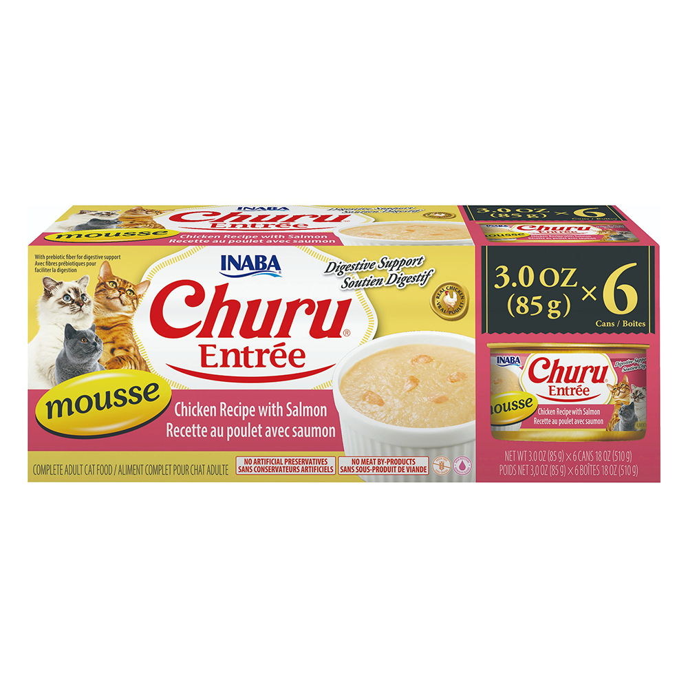 Inaba Churu Entree Mousse Chicken Recipe with Salmon Canned Wet Cat Food