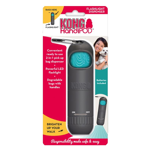 KONG HandIPOD Flashlight & Dog Poop Bag Dispenser for Dog Supplies