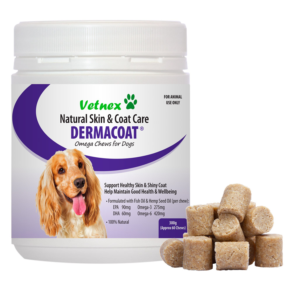 Vetnex Dermacoat Natural Skin & Coat Care Omega Chews for Dogs for Dog Supplies