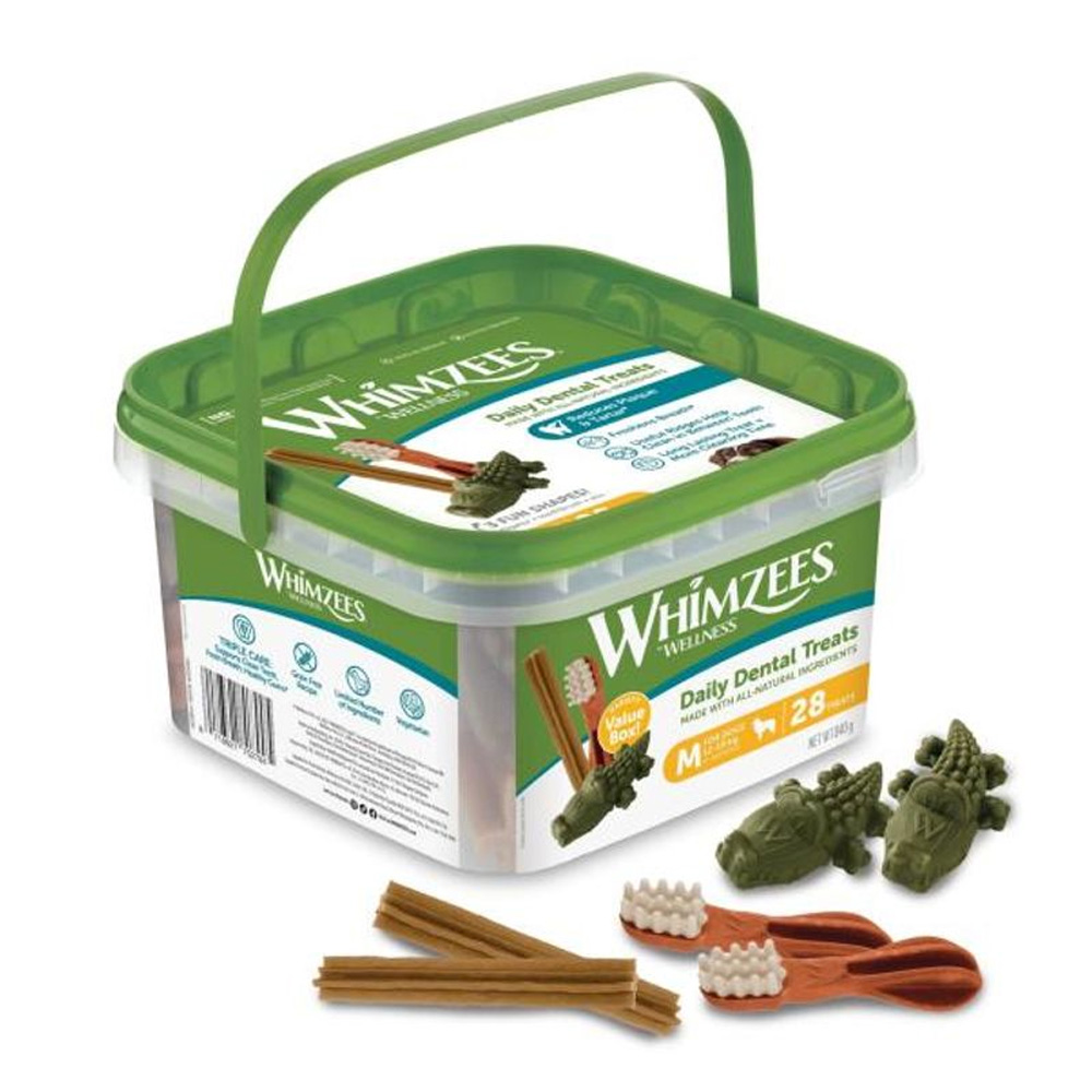 Whimzees Alligator/Brushzees/Stix Variety Value Box Dog Dental Treats Medium