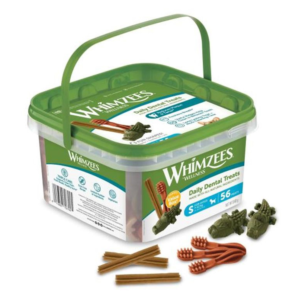 Whimzees Alligator/Brushzees/Stix Variety Value Box Dog Dental Treats Small