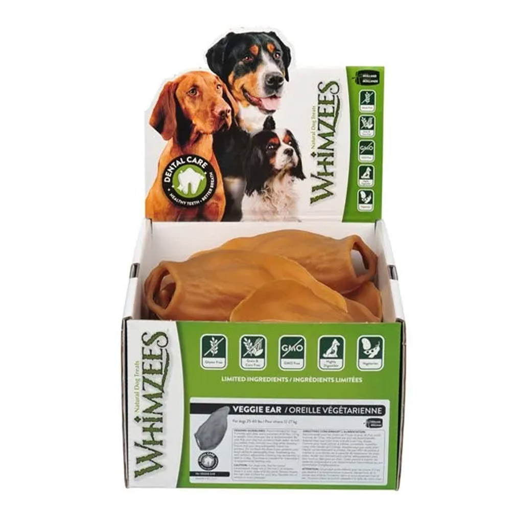 Whimzees Veggie Ear Bulk Box Dog Dental Treats for Dog Supplies