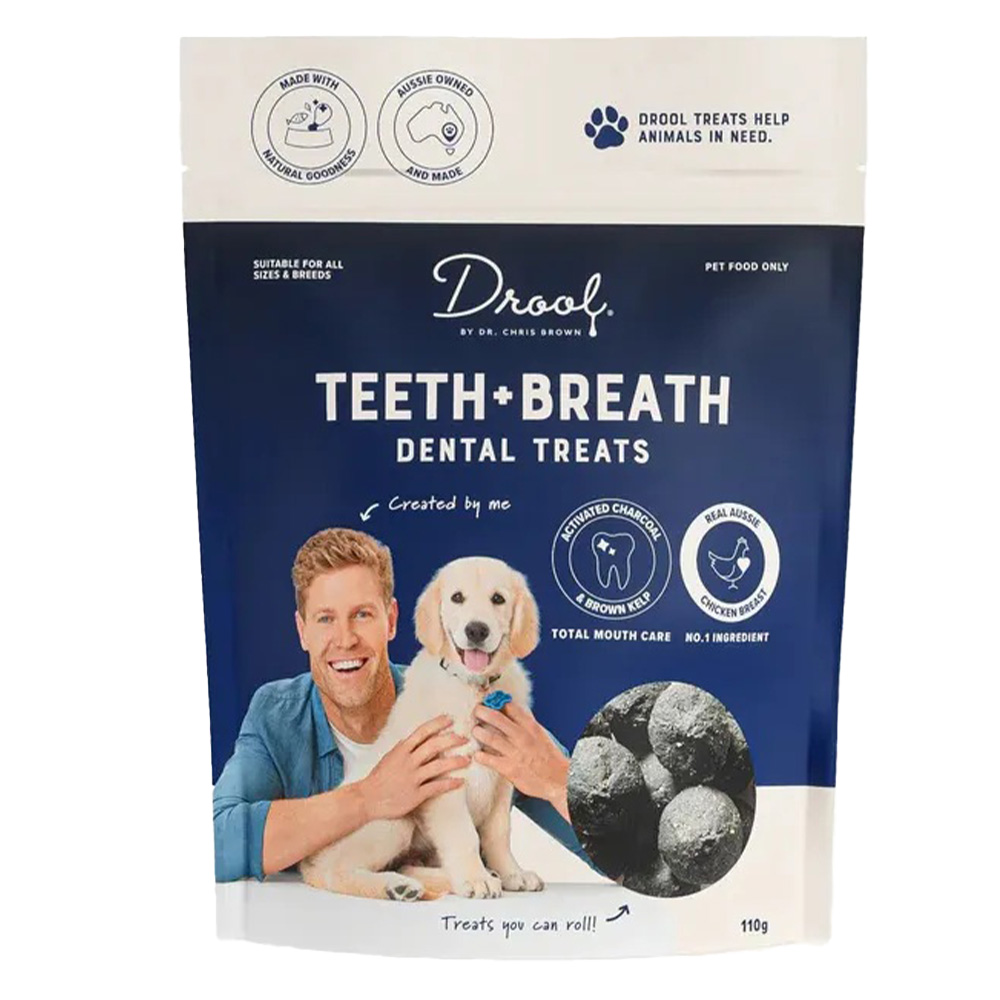Drool By Dr. Chris Brown Teeth + Breath Dental Treats For Dogs  110 Gm