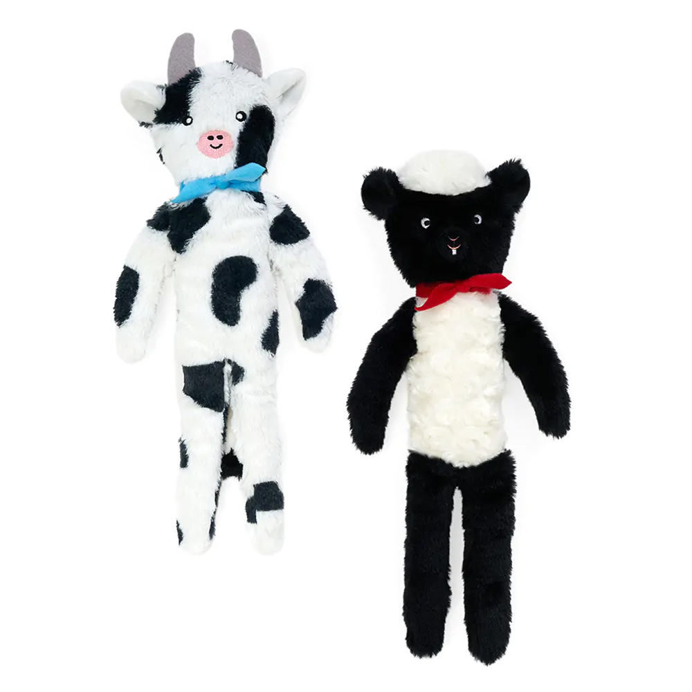 Zippy Paws Fluffy Peltz Toys For Dogs - Sheep And Cow 1 Pack