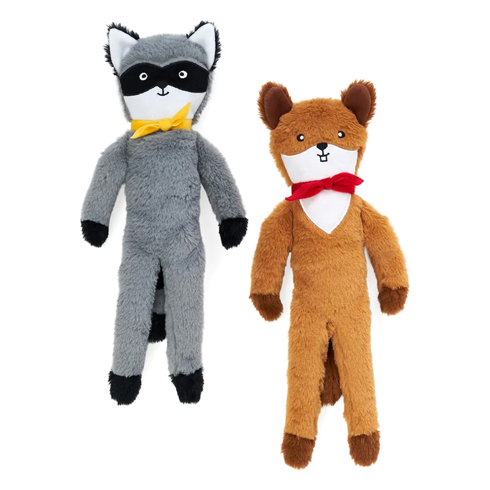 Zippy Paws Fluffy Peltz Toys For Dogs - Squirrel And Raccoon 1 Pack