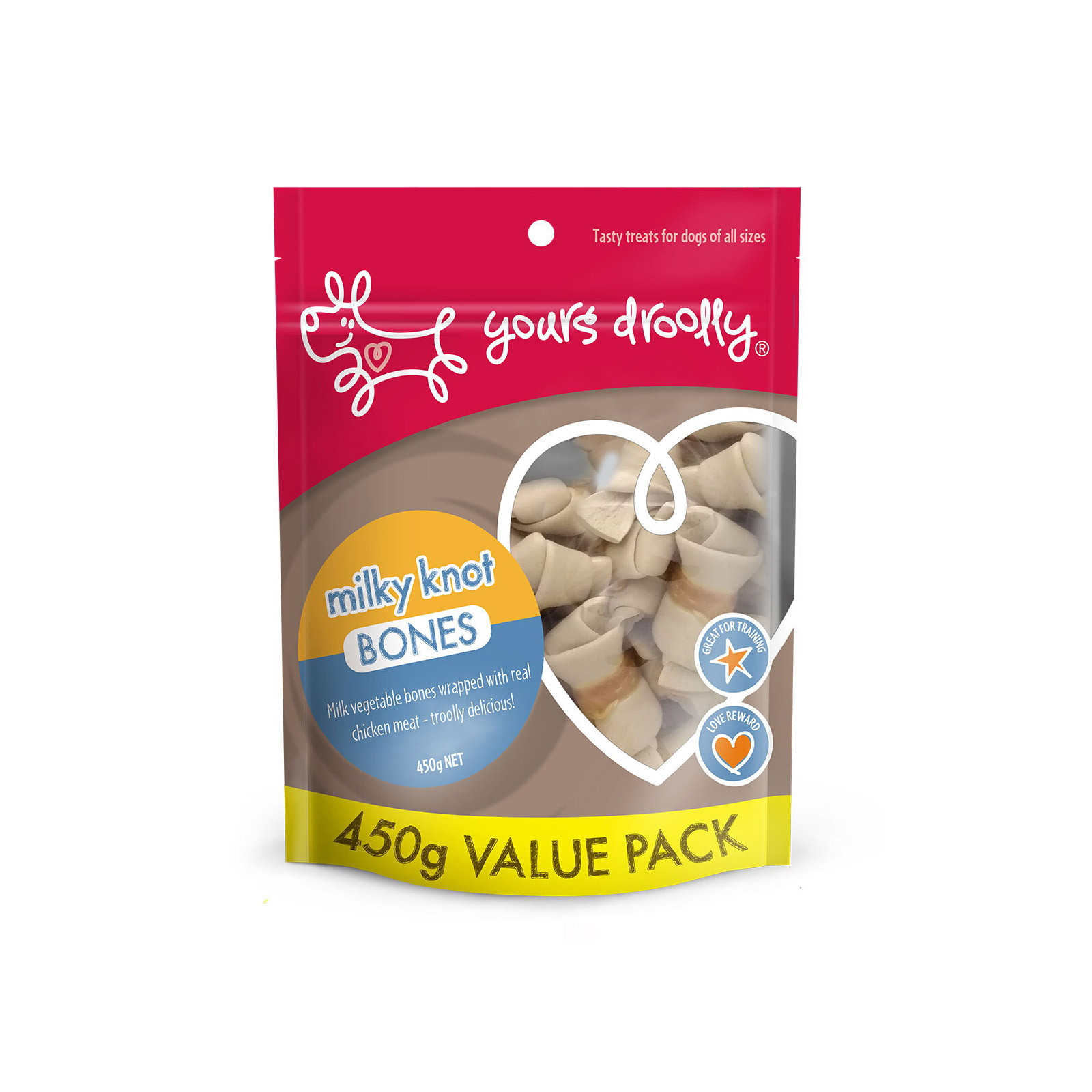 Yours Droolly Milk Vegetable Knot Bone With Chicken Dog Treats for Dog Supplies
