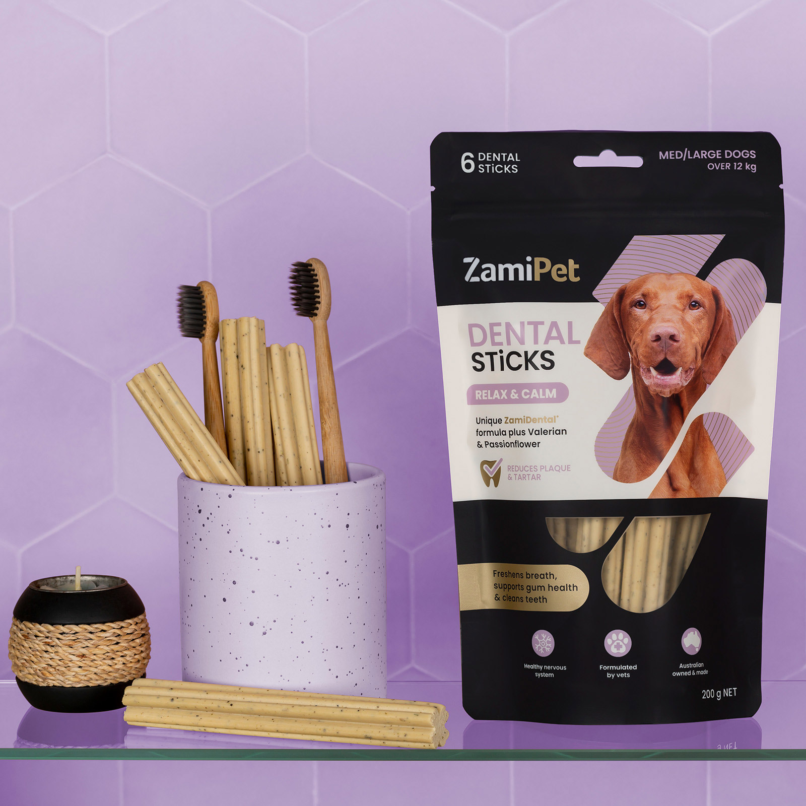 ZamiPet Dental Sticks Relax & Calm Dog Treats (Medium/Large Dogs Over 12kg)