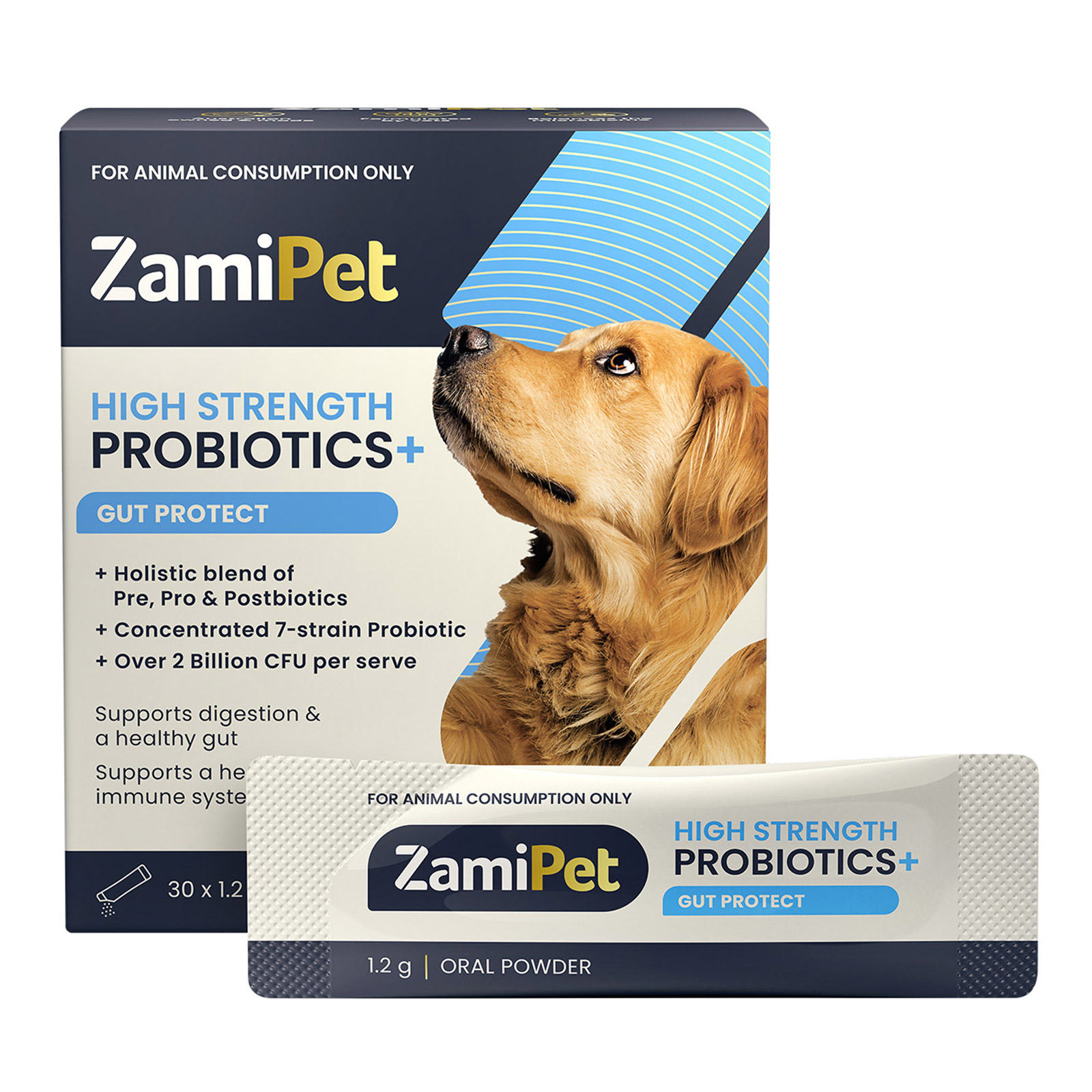 ZamiPet High Strength Probiotics + Gut Protect Oral Powder for Dog for Dog Supplies
