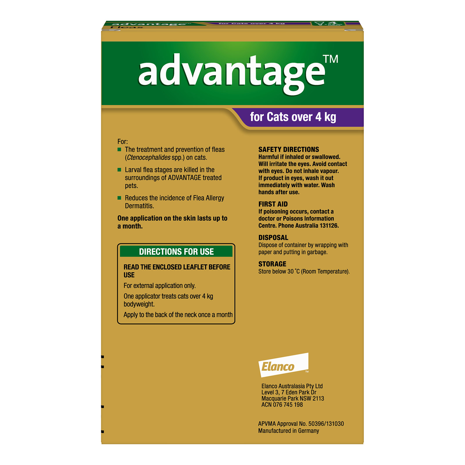 Advantage For Cats Over 4Kg (Purple)
