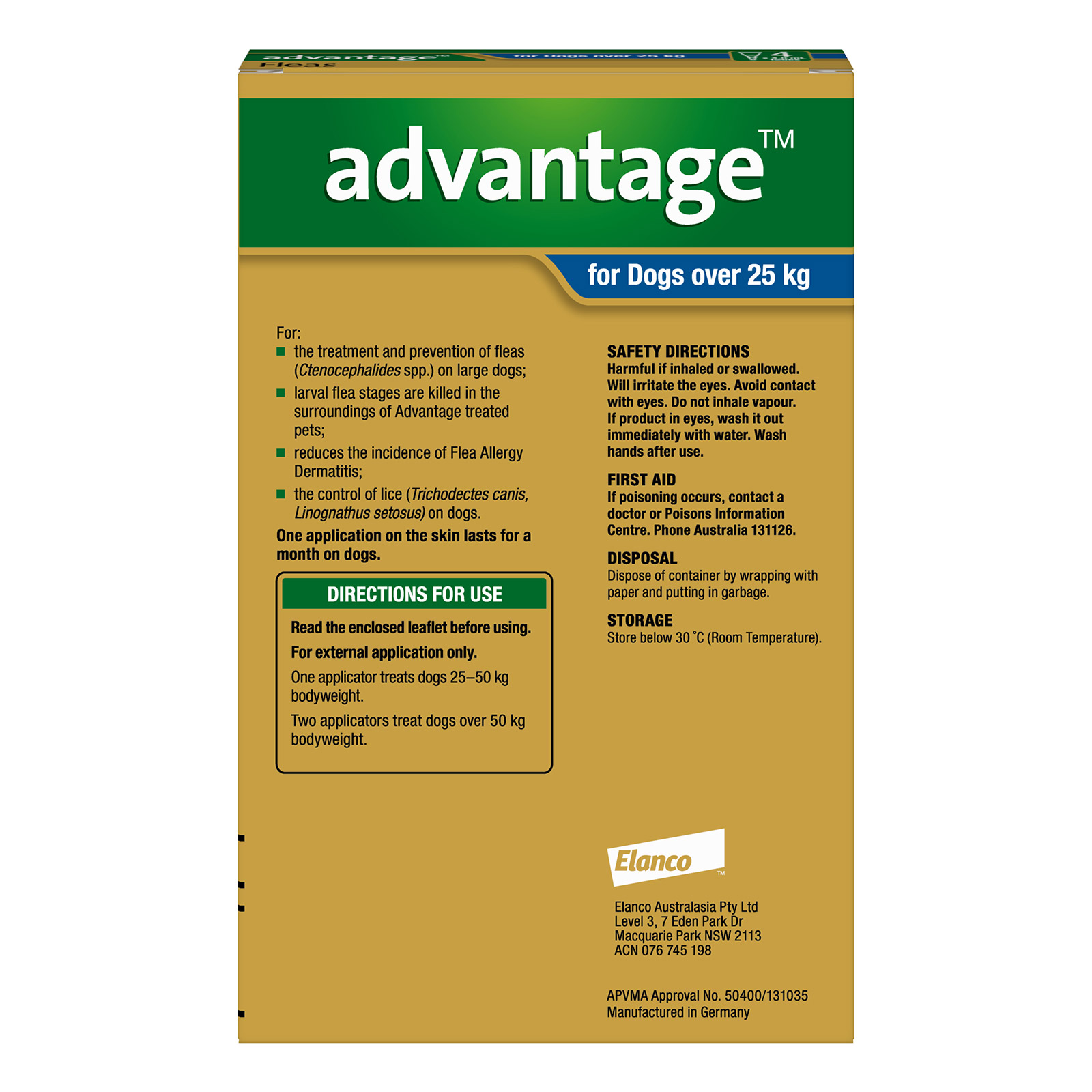 Advantage For Extra Large Dogs Over 25Kg (Blue)