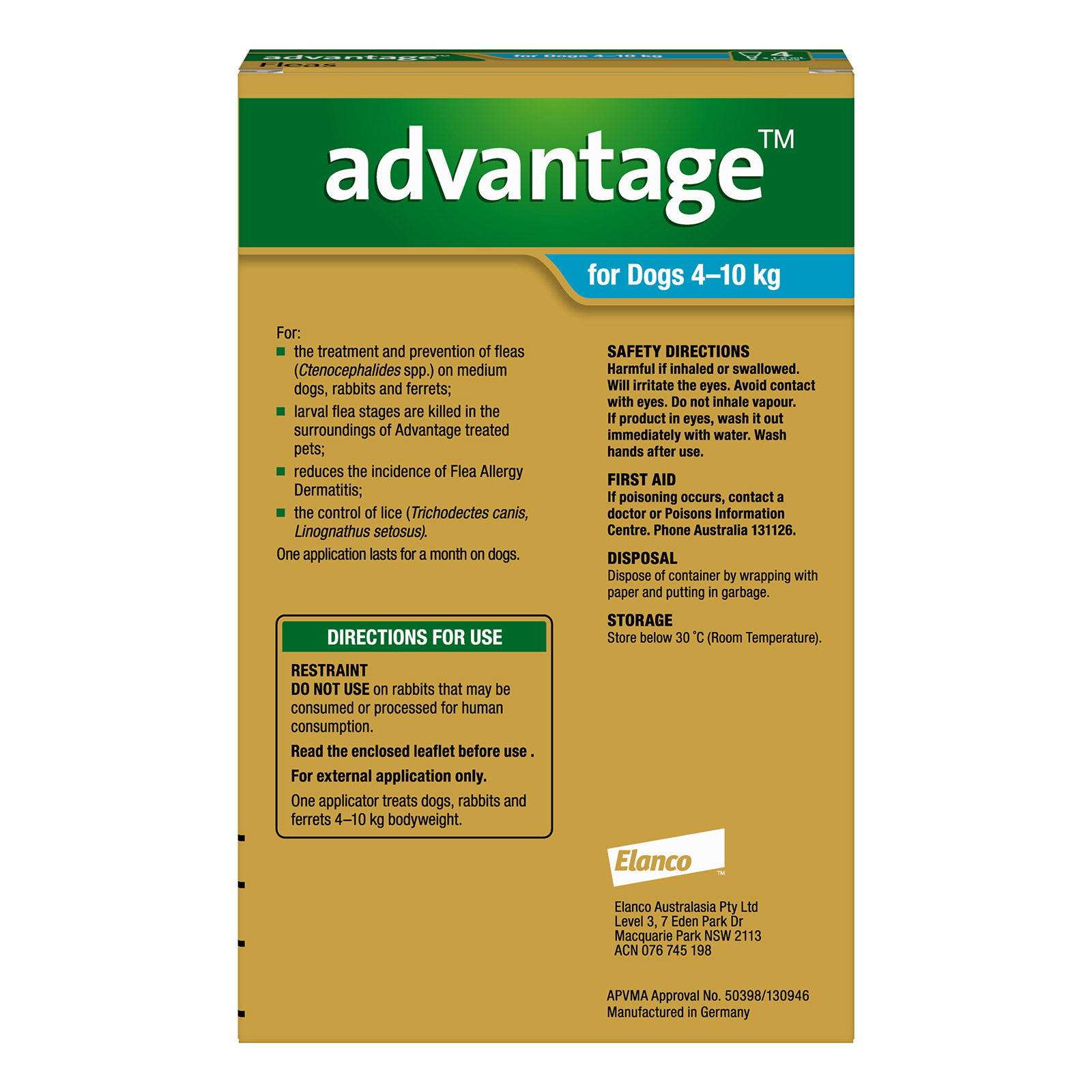 Advantage For Medium Dogs 4 To 10Kg (Aqua)