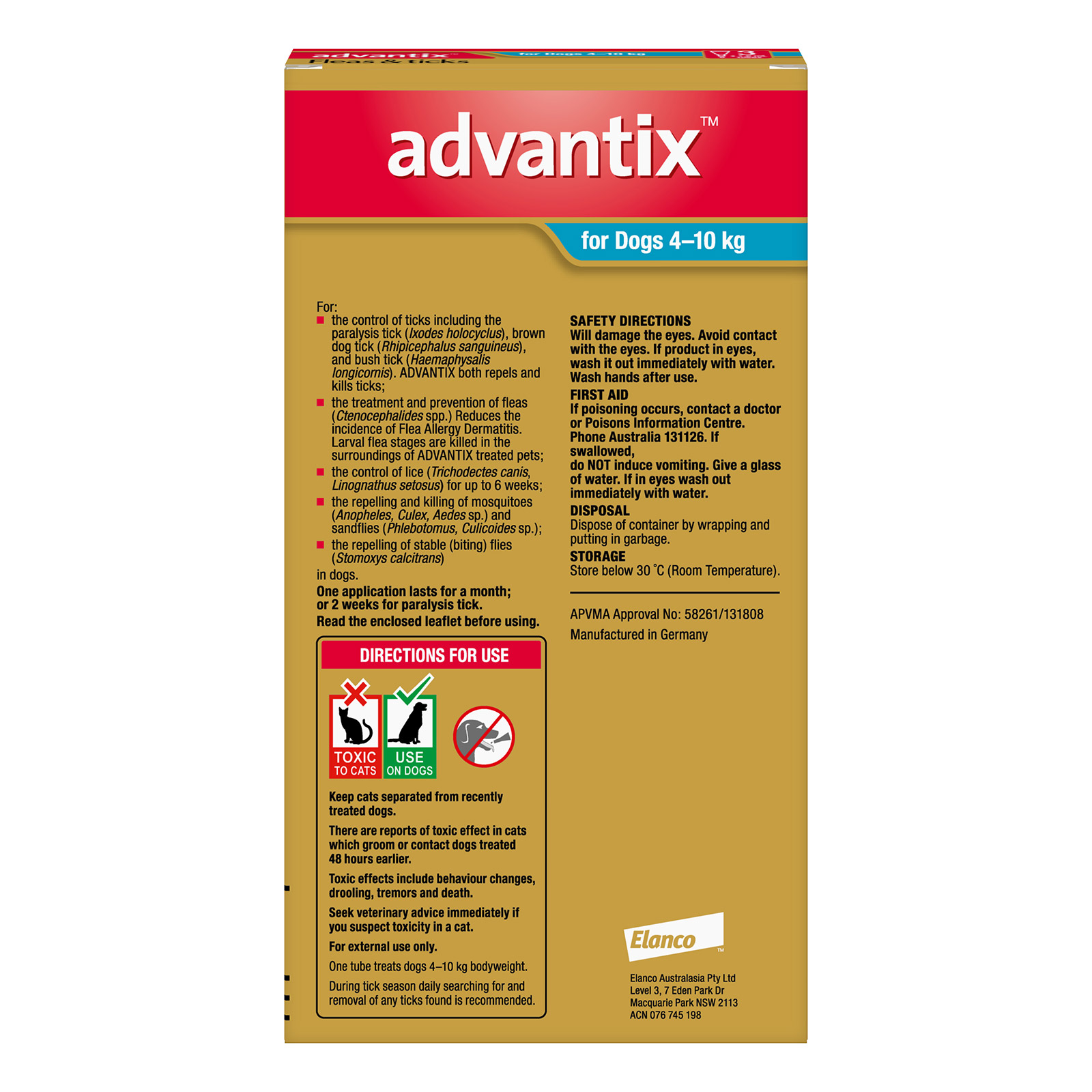 Advantix For Medium Dogs 4 To 10Kg (Aqua)