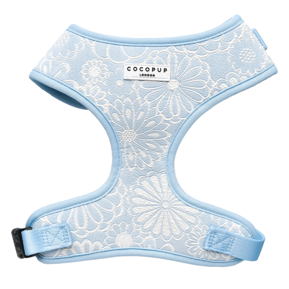 Cocopup London Adjustable Neck Harness for dogs Baby Blue Flower