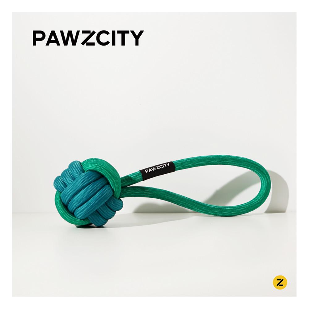 Pawzcity Interactive Rope Ball With Loop Cucumber 1 Pack