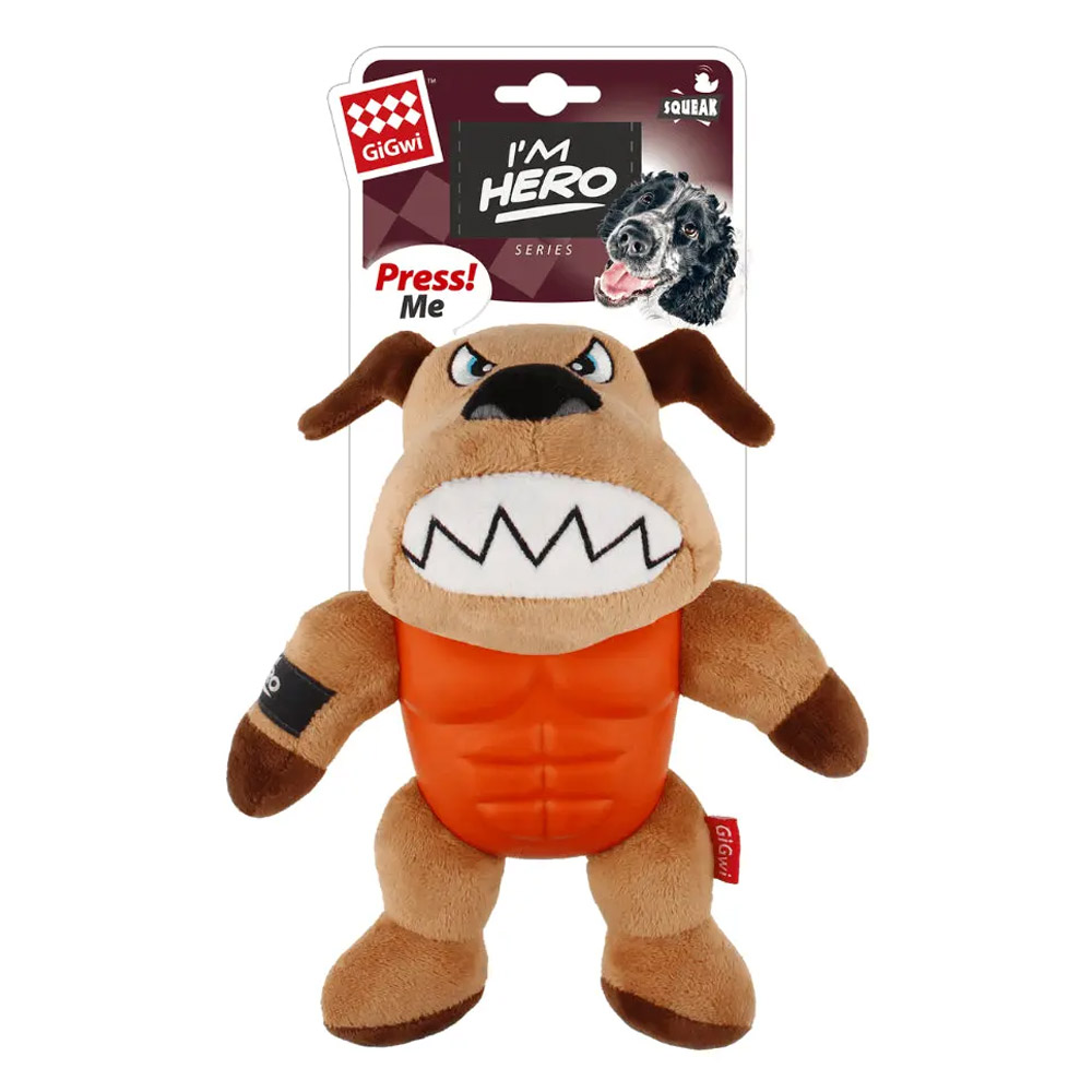 Gigwi Im Hero Plush Squeaker Toy For Dogs - Dog 1 Pack