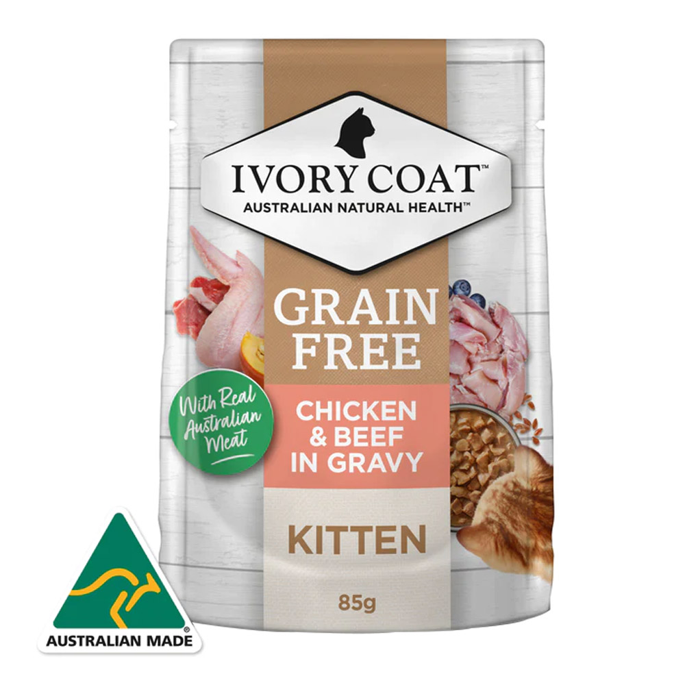 Ivory Coat Grain Free Kitten Chicken & Beef in Gravy Wet Cat Food