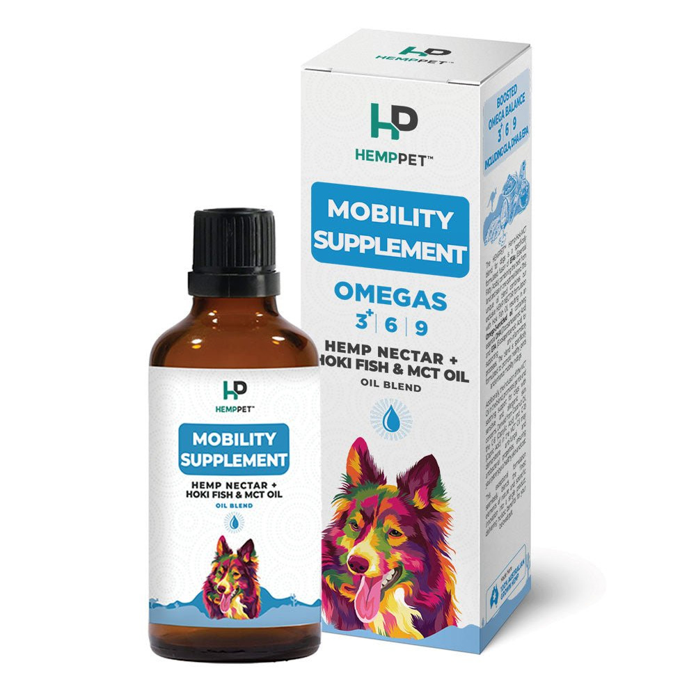 HempPet Mobility Supplement Hemp Nectar Oil Blend With Hoki Fish & MCT Oil for Dogs for Dog Supplies