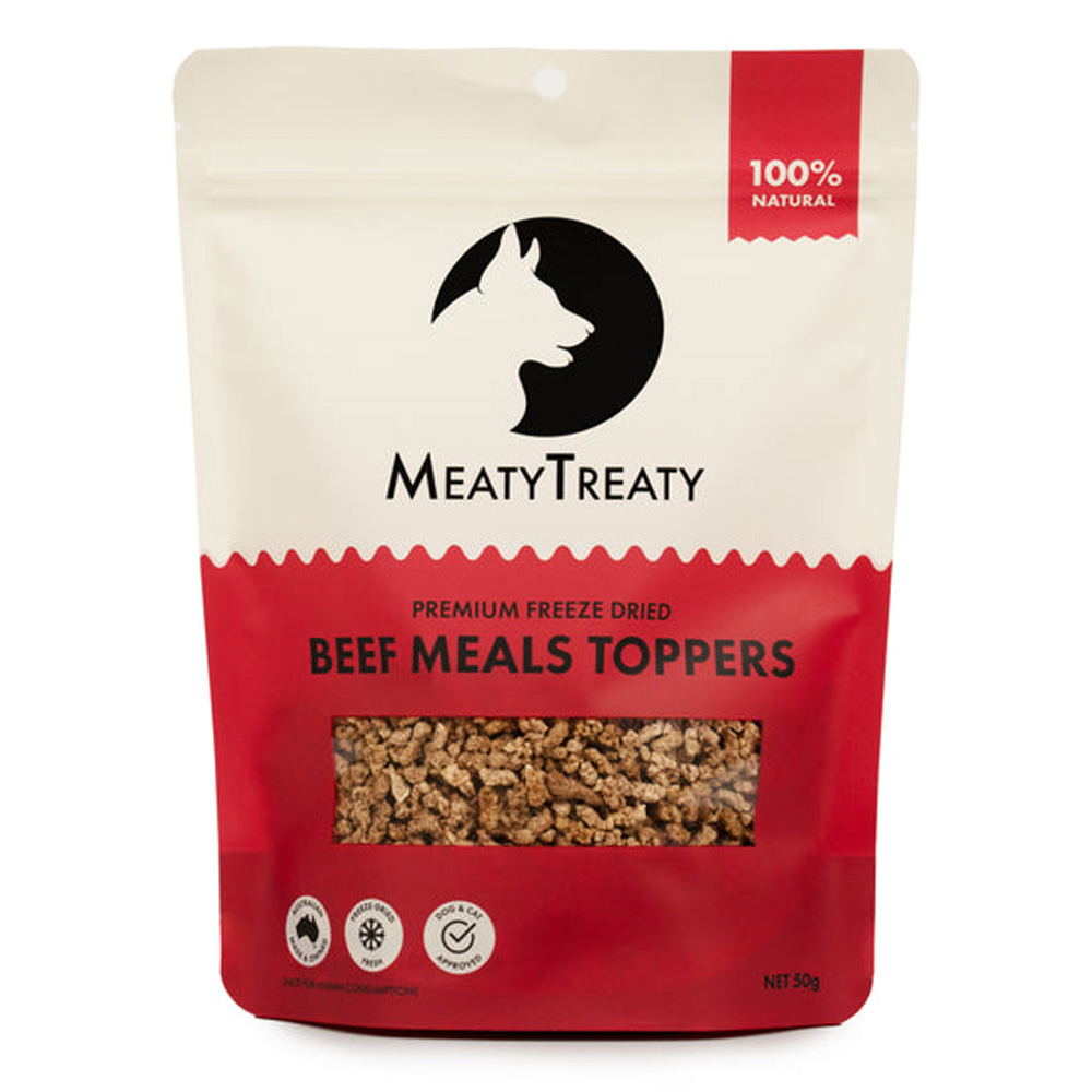 Meatytreaty Premium Freeze Dried Beef Meals Toppers For Dogs  50 Gm