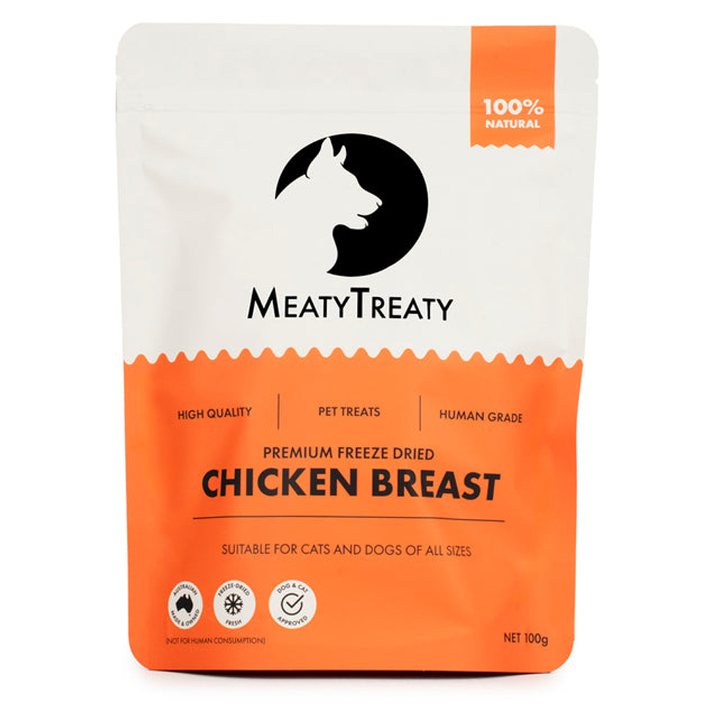 Meatytreaty Premium Freeze Dried Chicken Breast For Cats And Dogs  100 Gm