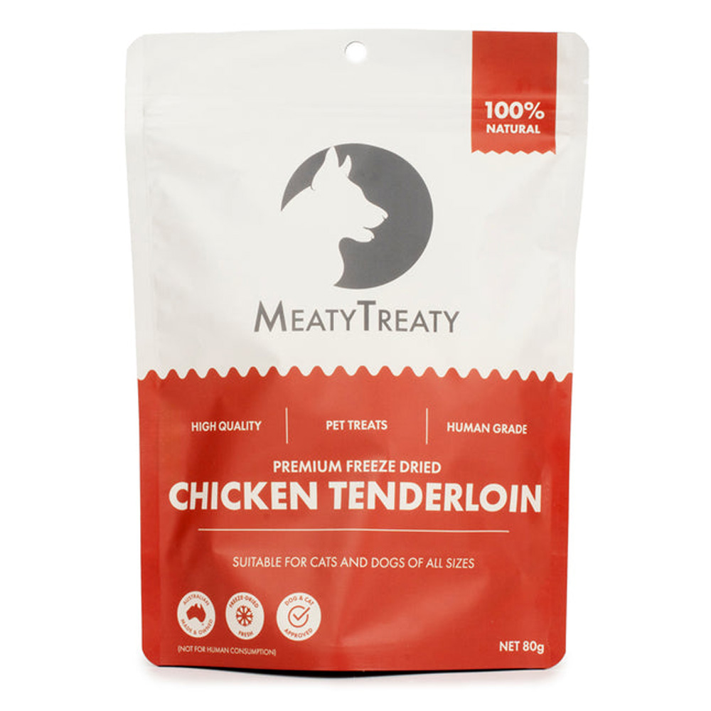 Meatytreaty Premium Freeze Dried Chicken Tenderloin For Cats And Dogs  80 Gm