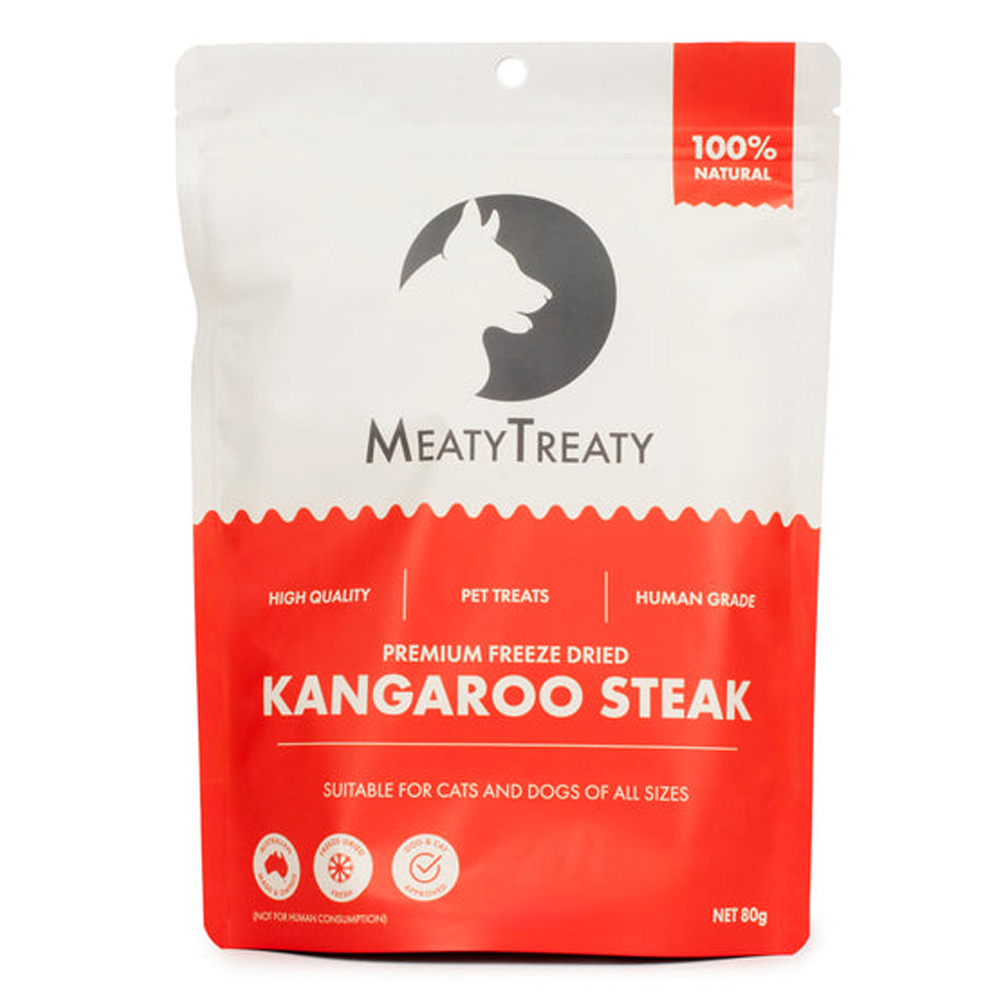 Meatytreaty Premium Freeze Dried Kangaroo Steak For Cats And Dogs  80 Gm