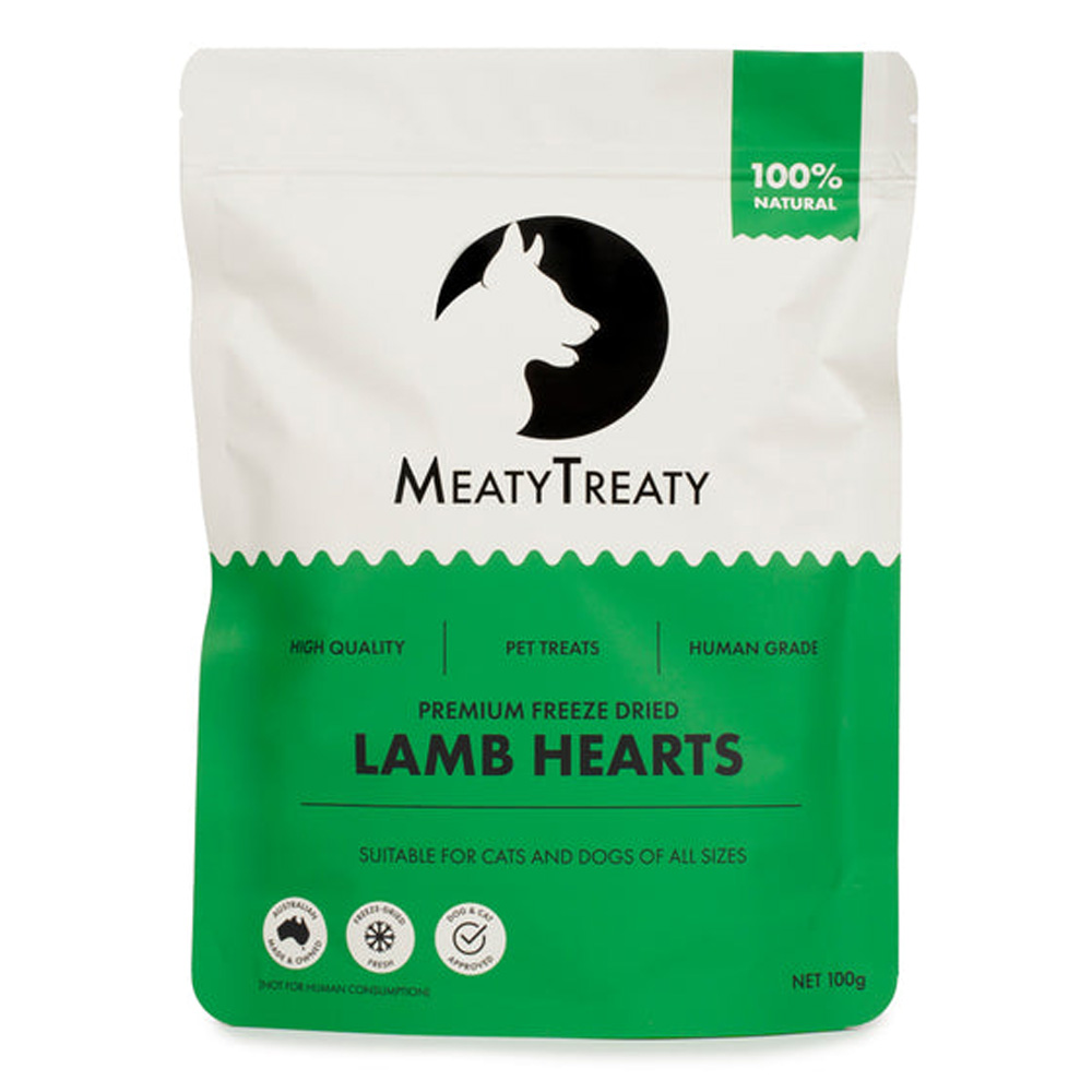 Meatytreaty Premium Freeze Dried Lamb Hearts For Cats And Dogs  100 Gm