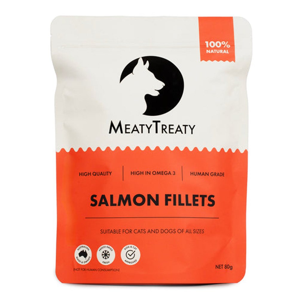 Meatytreaty Premium Freeze Dried Salmon Fillets For Cats And Dogs  80 Gm