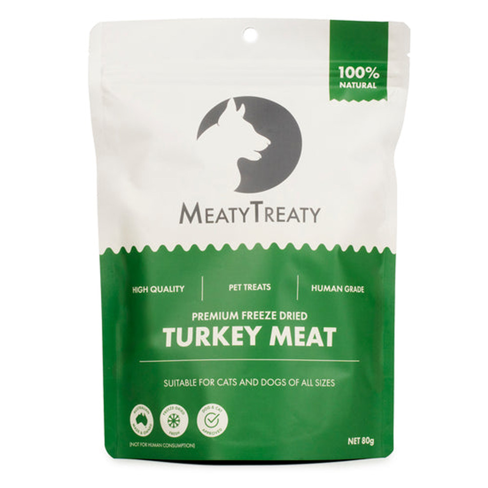 Meatytreaty Premium Freeze Dried Turkey Meat For Cats And Dogs  80 Gm