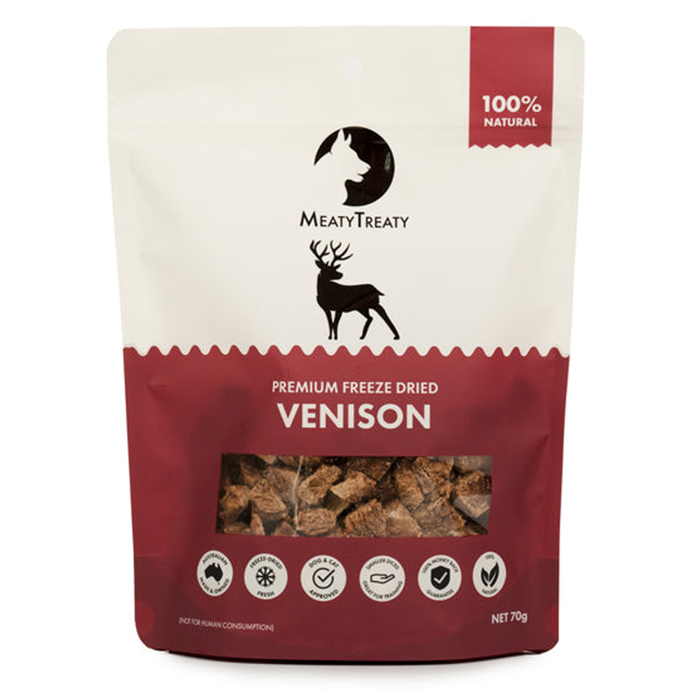 Meatytreaty Premium Freeze Dried Venison For Dogs  70 Gm